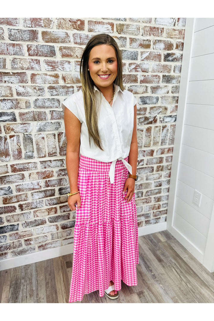 Adrienne| Pink Gingham Skirt