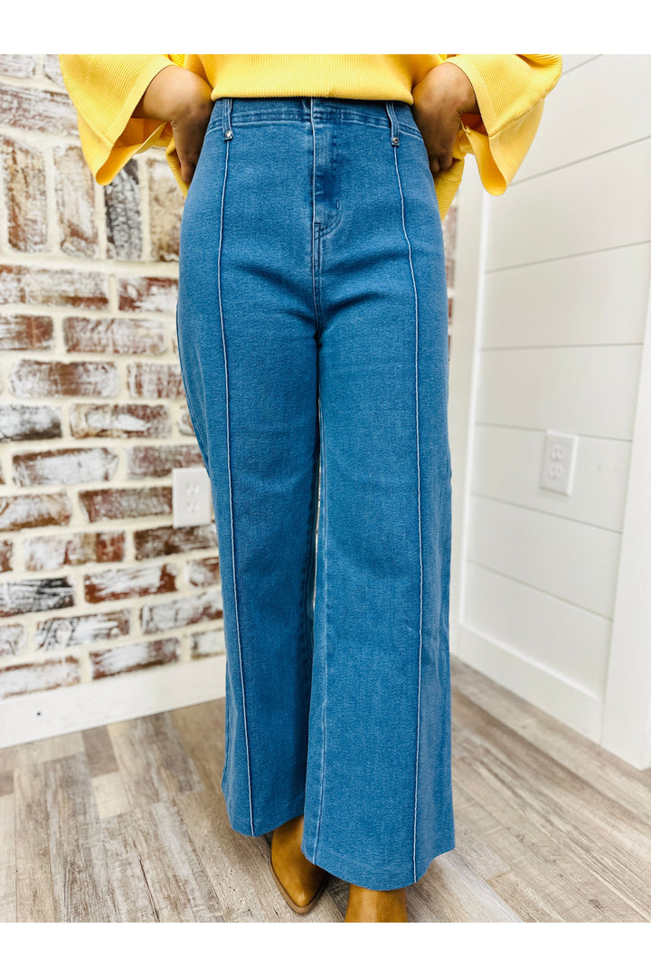 Denim High Rise Pants