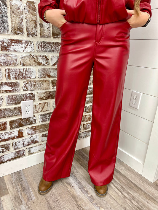 Leather Straight Pants