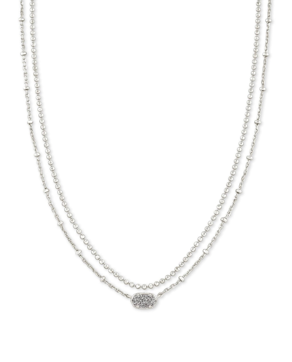 Kendra Scott| EMILIE MULTI STRAND NECKLACE RHODIUM PLATINUM DRUSY