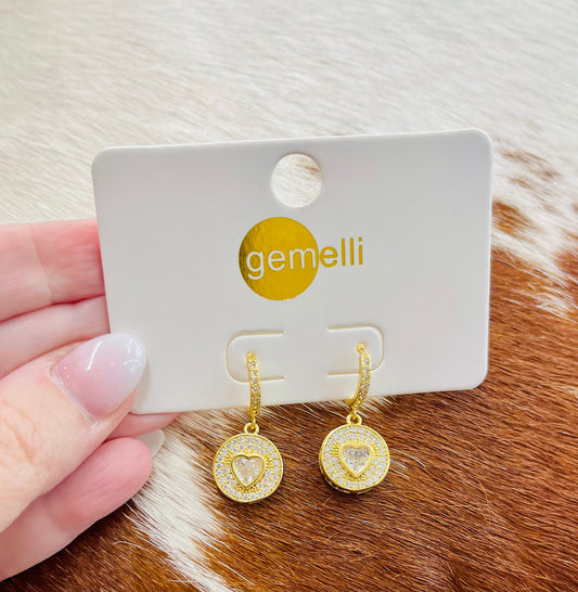 Gemelli ~ Charm Huggie Heart earrings