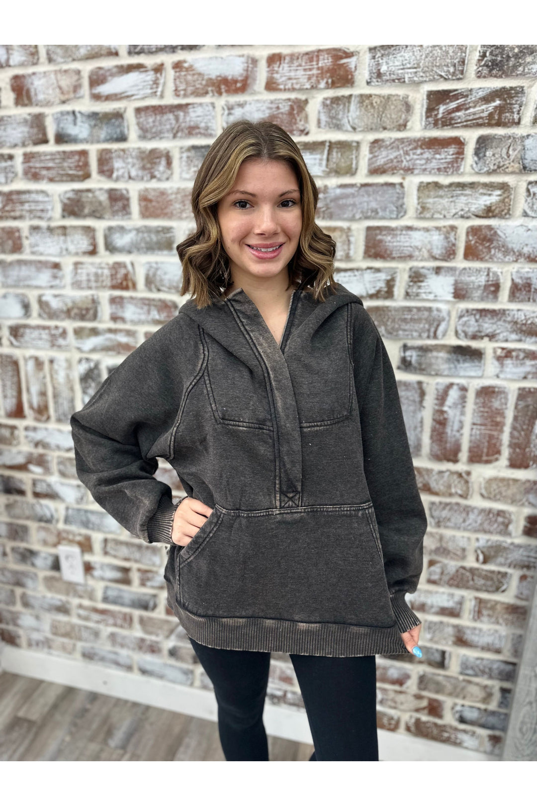 Black Acid Wash Hoodie