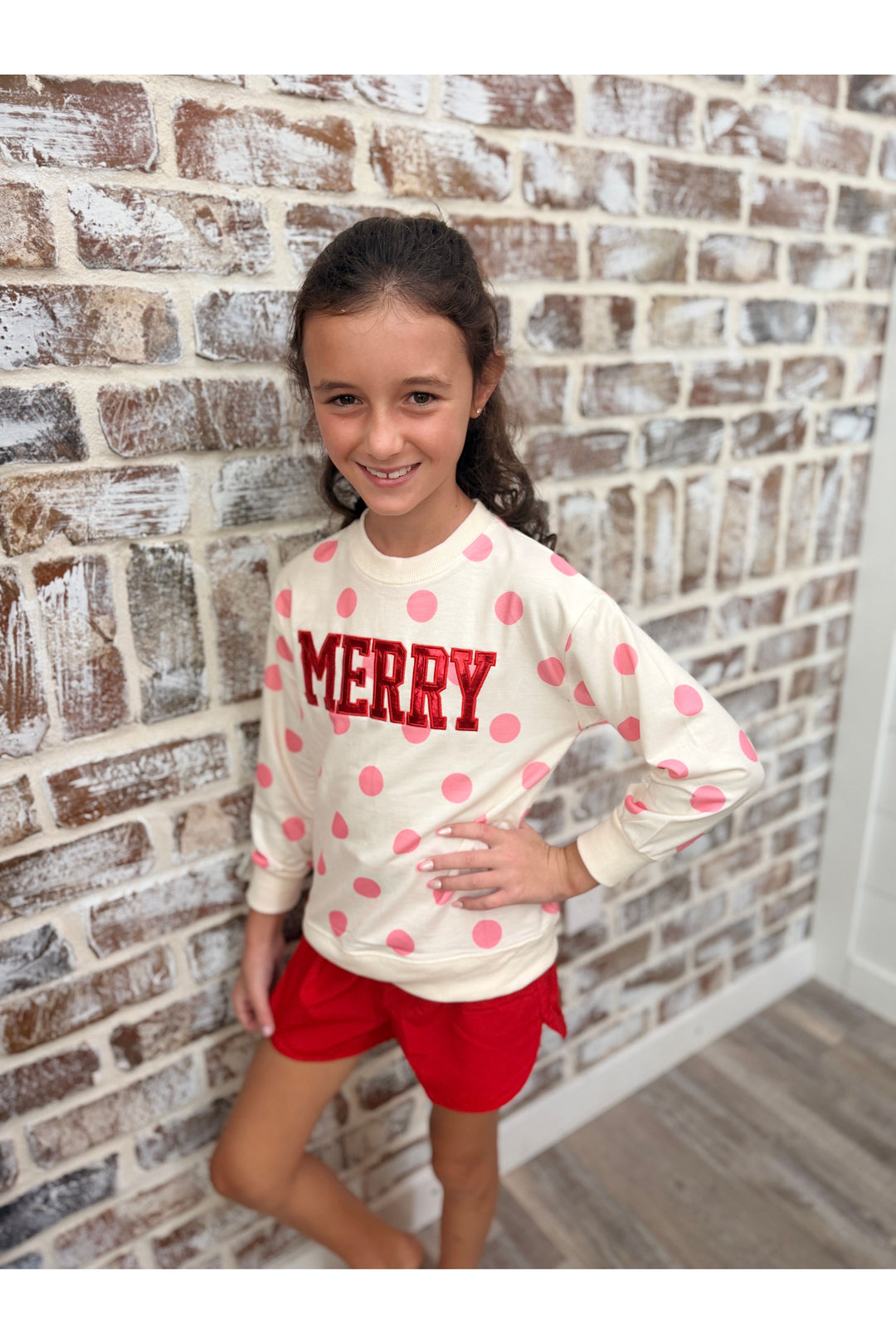Youth~ Metallic Merry on Polka Dot Top