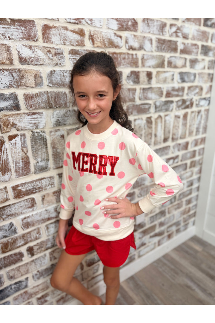 Youth~ Metallic Merry on Polka Dot Top