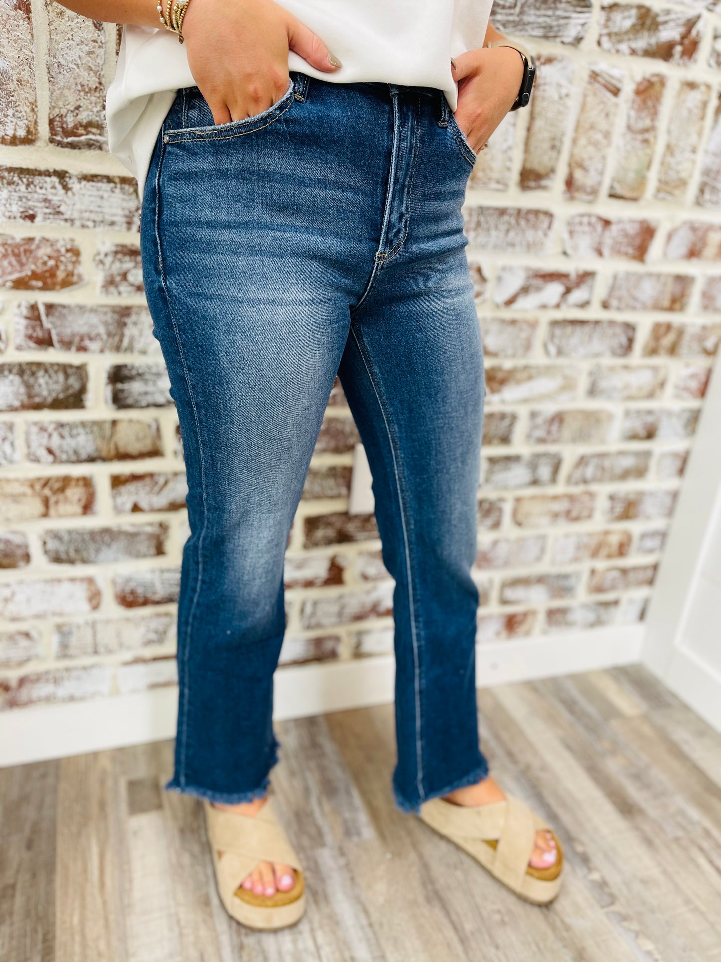 High Rise Crop Straight Jeans