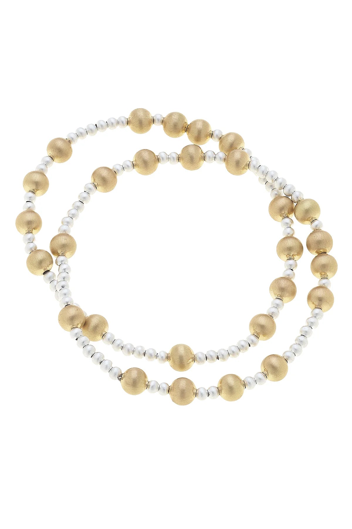 Shelby Ball Bead Stretch Bracelets (Set of 2) Two Tone