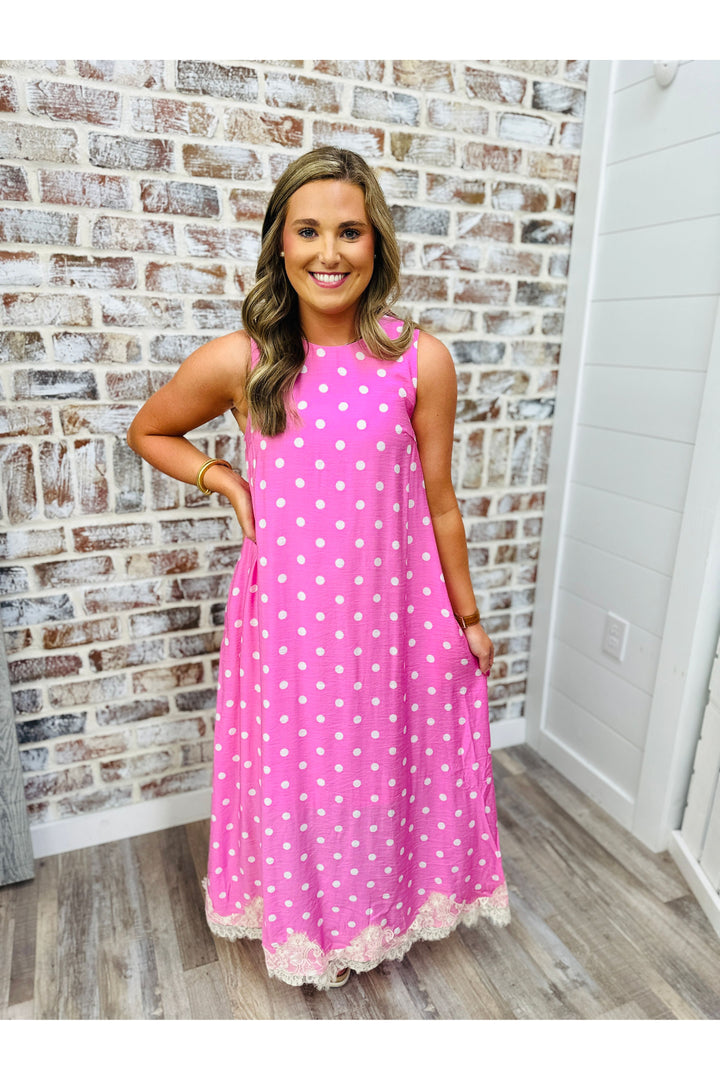 Precious Pink Polka Dot Maxi Dress
