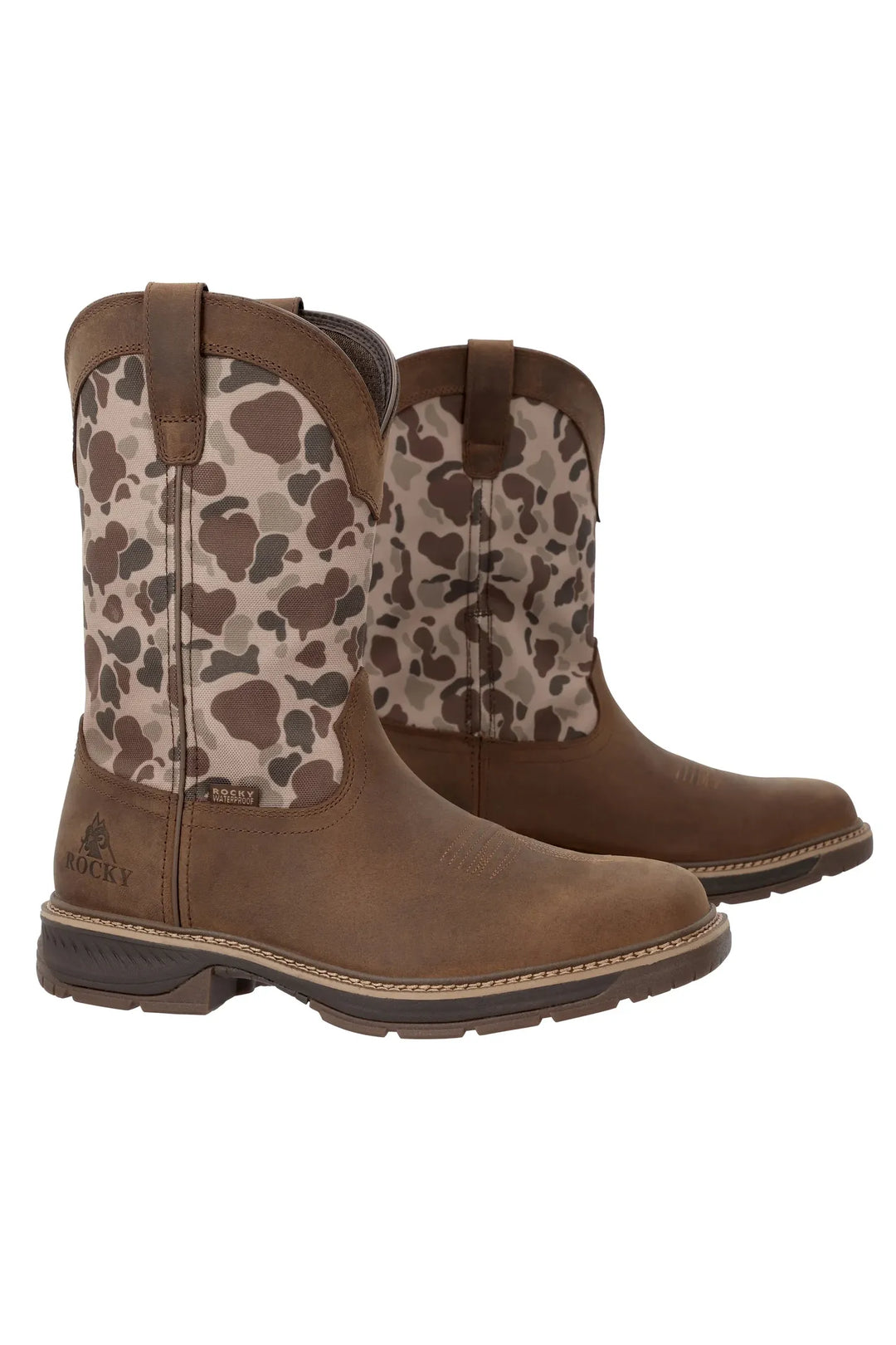 Rocky Men's Ride LTE 11" Dark Brown & Duck Camo Waterproof Western Boot RKW0486