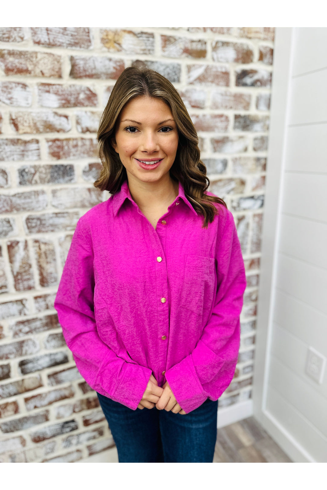 Orchid Suede Bubble Top