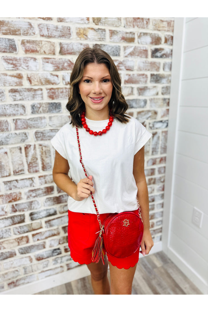 Cece Circular Crossbody Red Patent EC