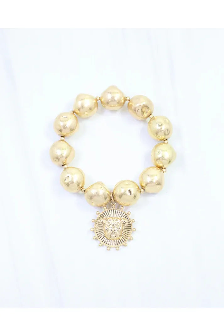 Carmen Coin Stretch Bracelet Dog Worn Gold