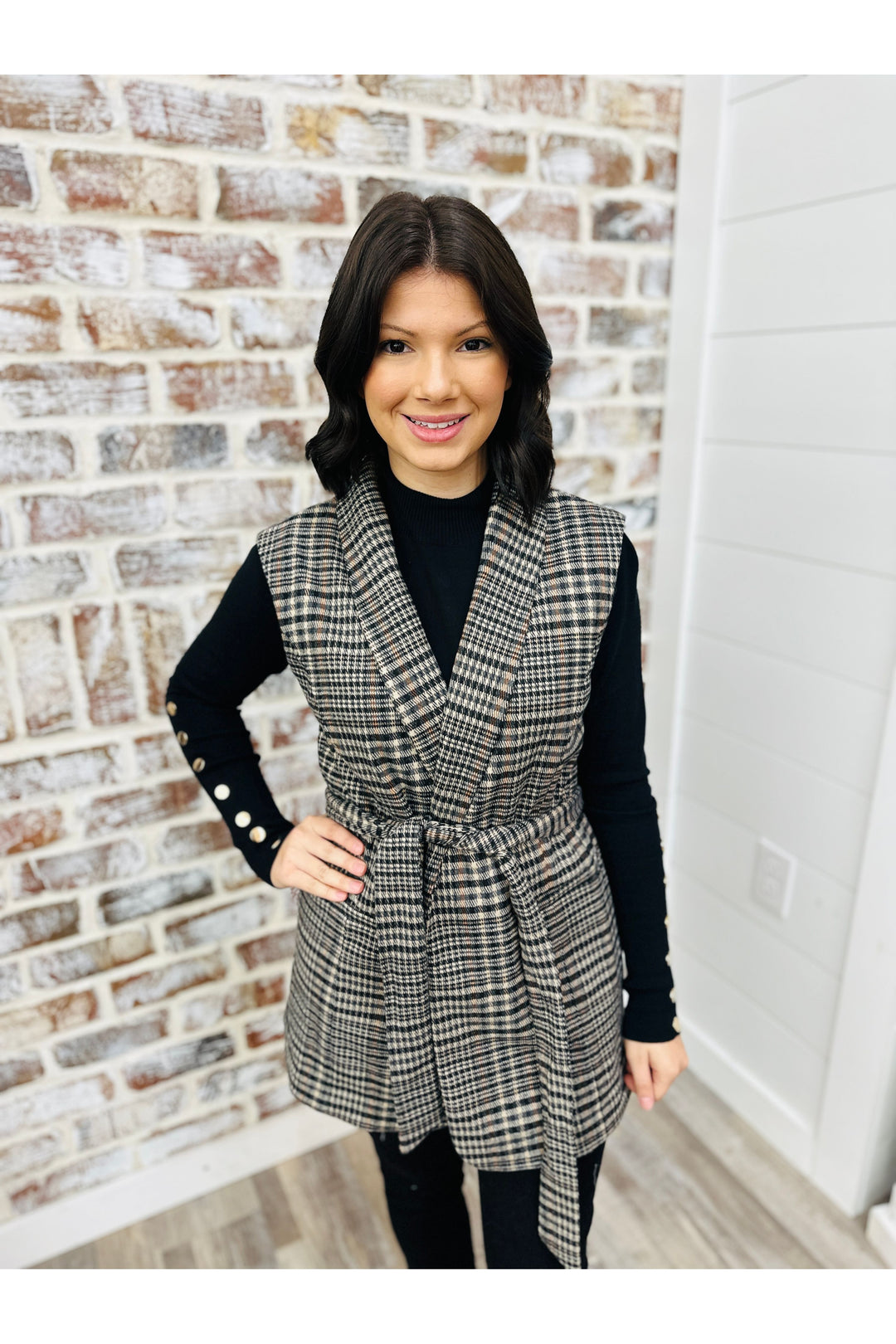 Plaid Pattern Front Tie Vest