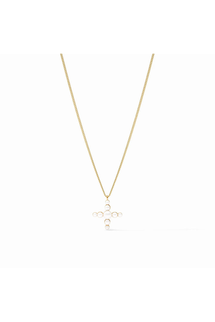 Julie Vos Gumdrop Cross Delicate Necklace ~ Pearl