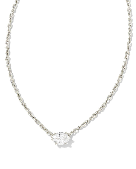 Kendra Scott| CAILIN CRYSTAL PENDANT NECKLACE RHODIUM METAL WHITE CZ