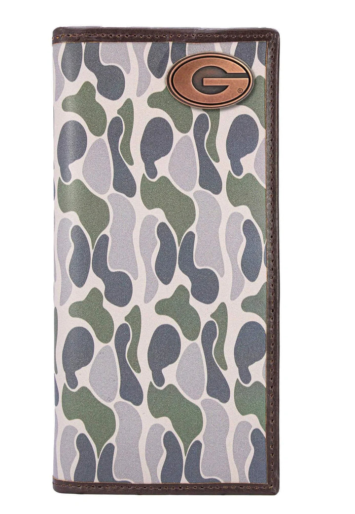 GEORGIA BULLDOGS MEN'S SECRETARY OLD SCHOOL CAMO LEATHER WALLET - GREEN/GREY