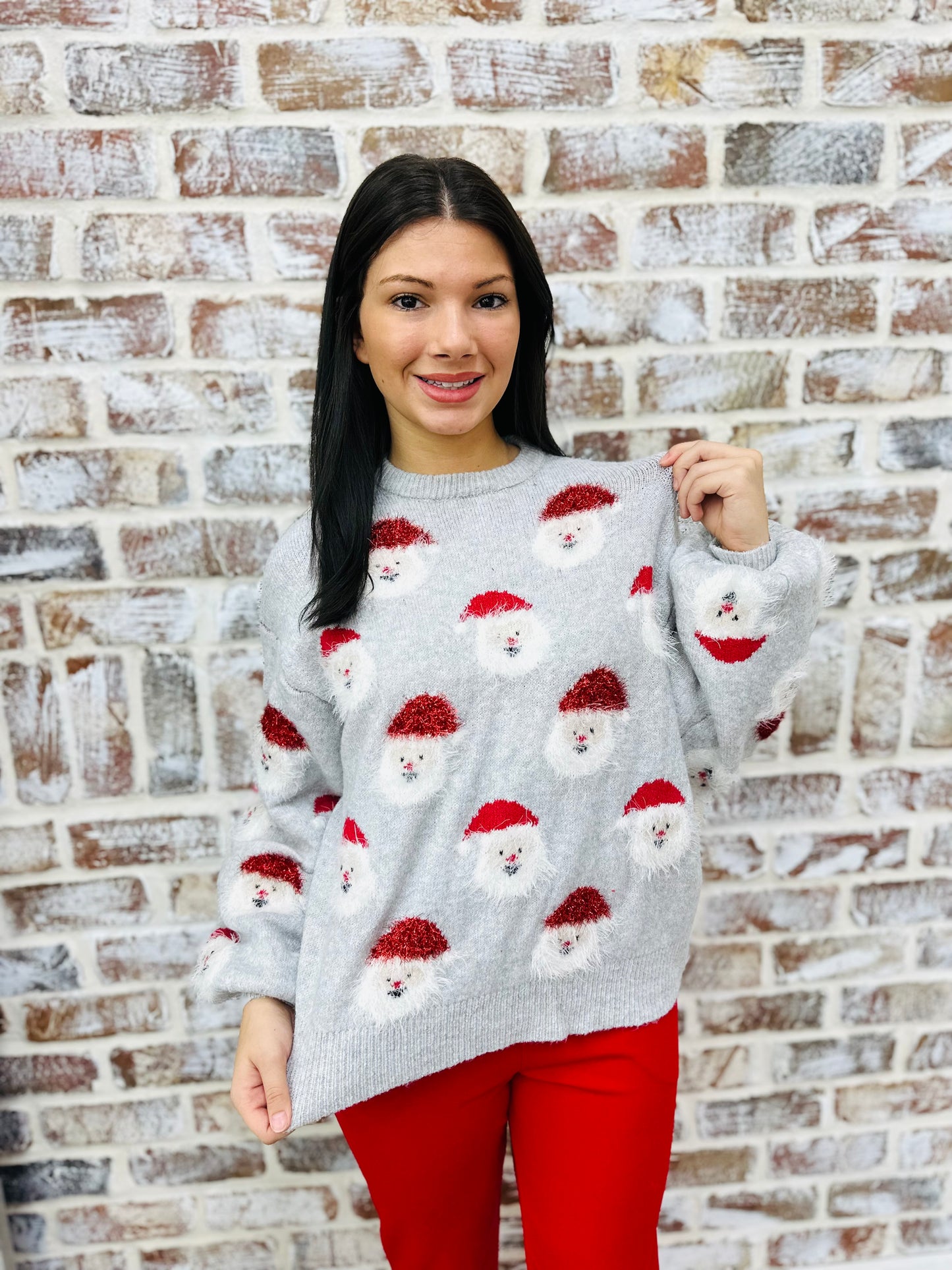 Grey Santa Sweater