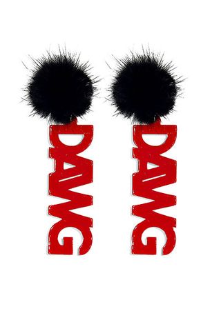 Red “DAWGS” spelled out earrings