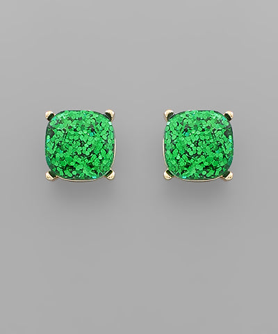 Green Glitter Studs