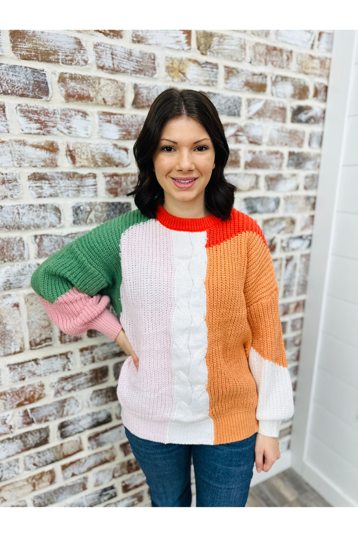 Color Block Sweater Top