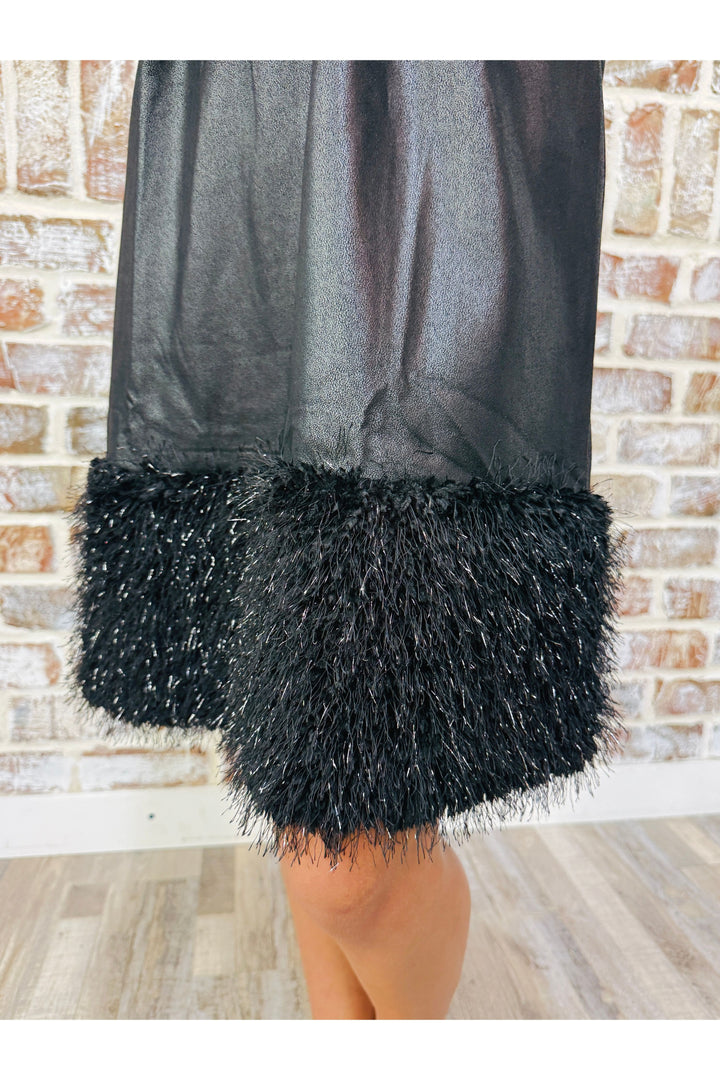 Metallic Feather Fringe Dress