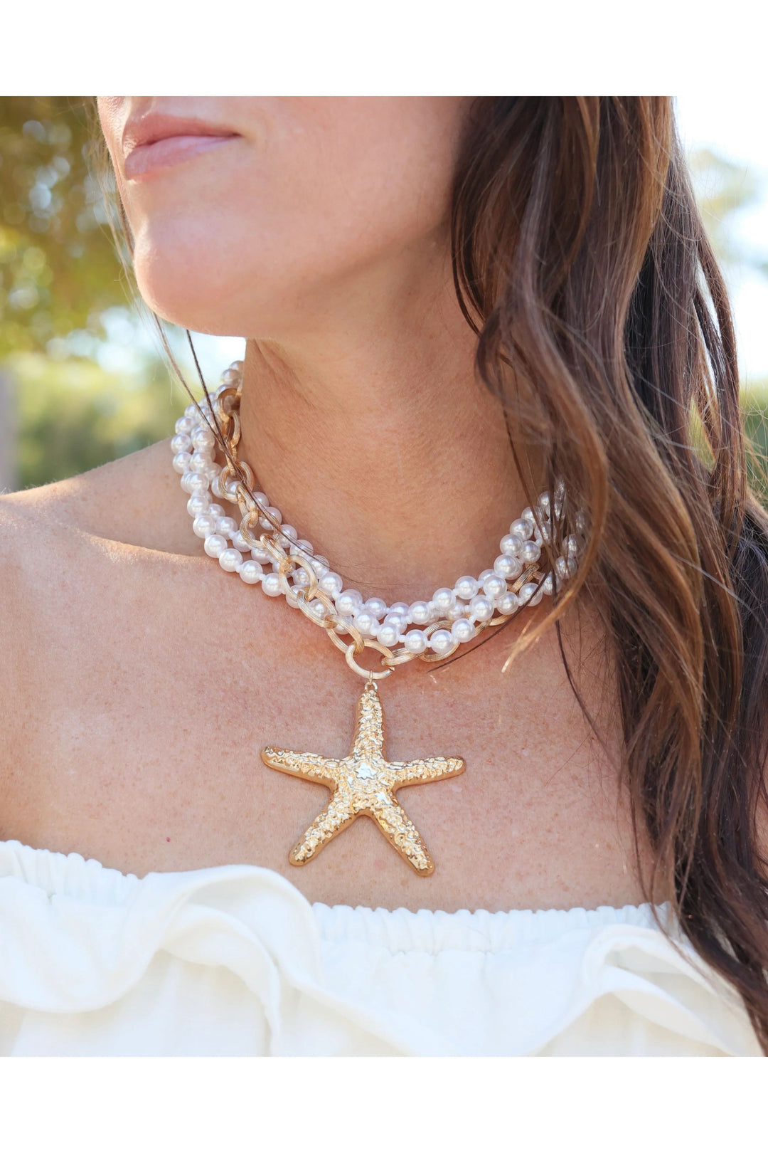 Castine Pearl Starfish Layered Necklace