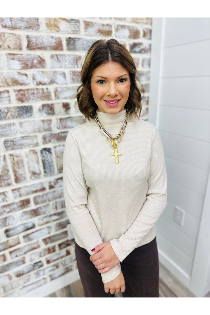 Pearl Glow Ribbed Top