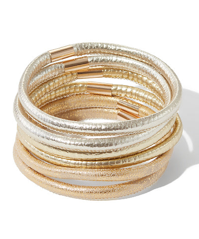 6 Row Leather Bracelet|gold multi