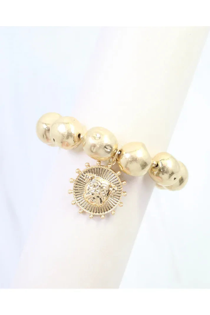 Carmen Coin Stretch Bracelet Dog Worn Gold