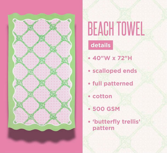 Lily Pulitzer SCALLOPED BEACH TOWEL (BUTTERFLY TRELLIS)