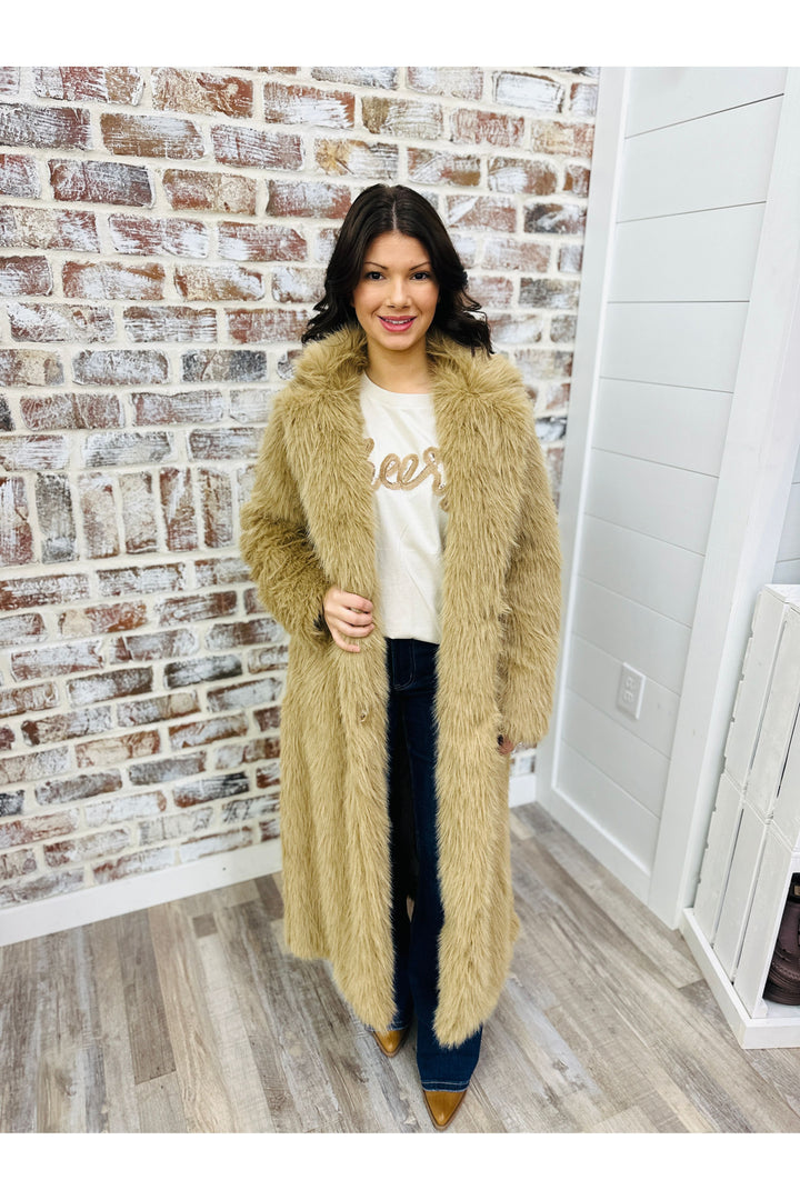 Camel Faux Fur Coat