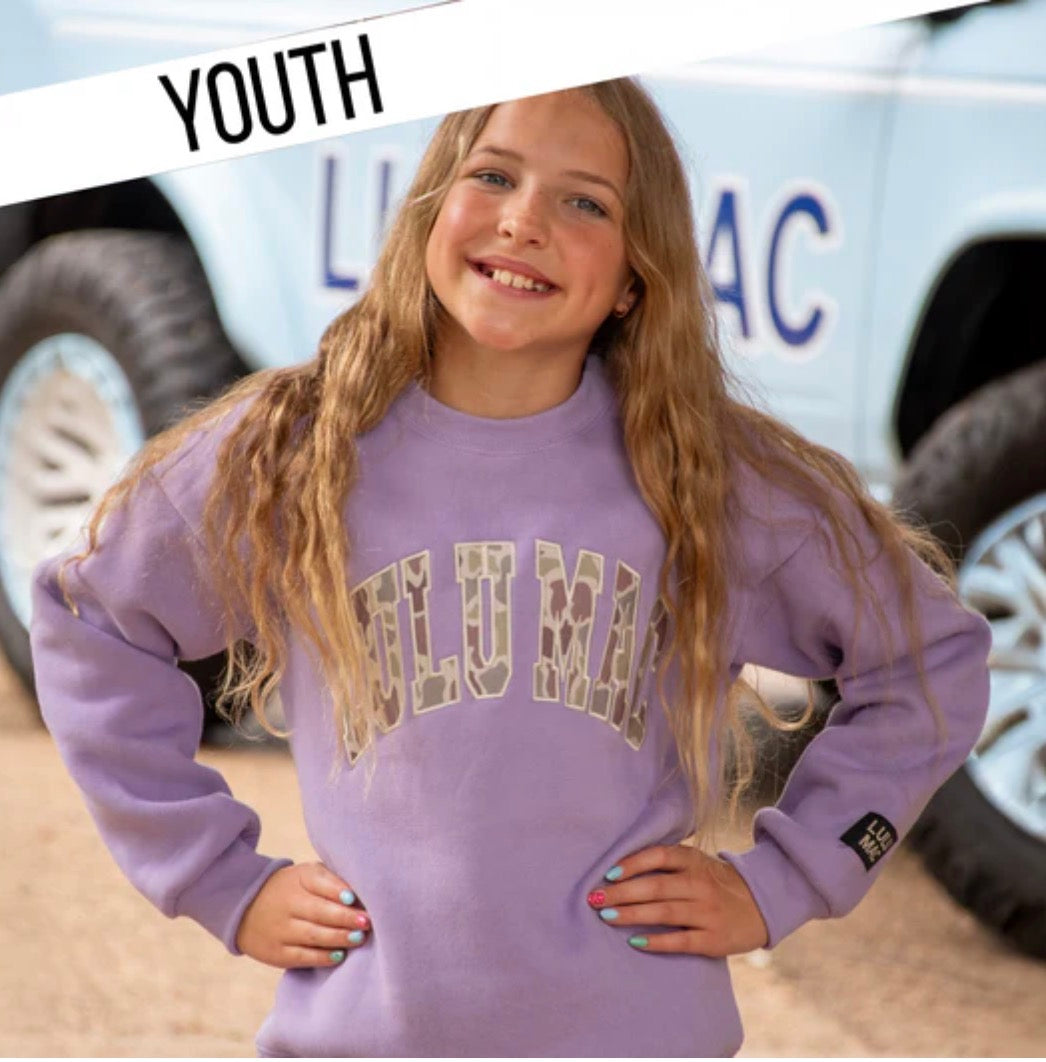 LULU MAC | CAMO LAVENDER SWEATSHIRT
