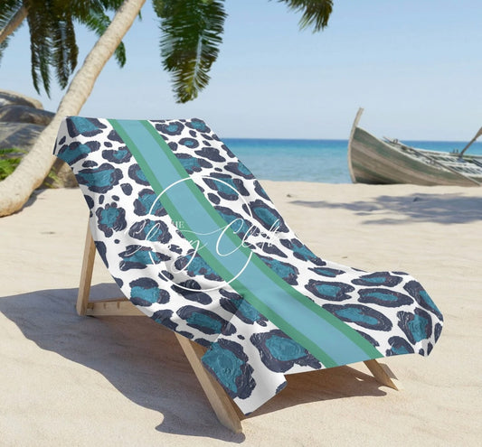 Blue Leopard Beach Towel