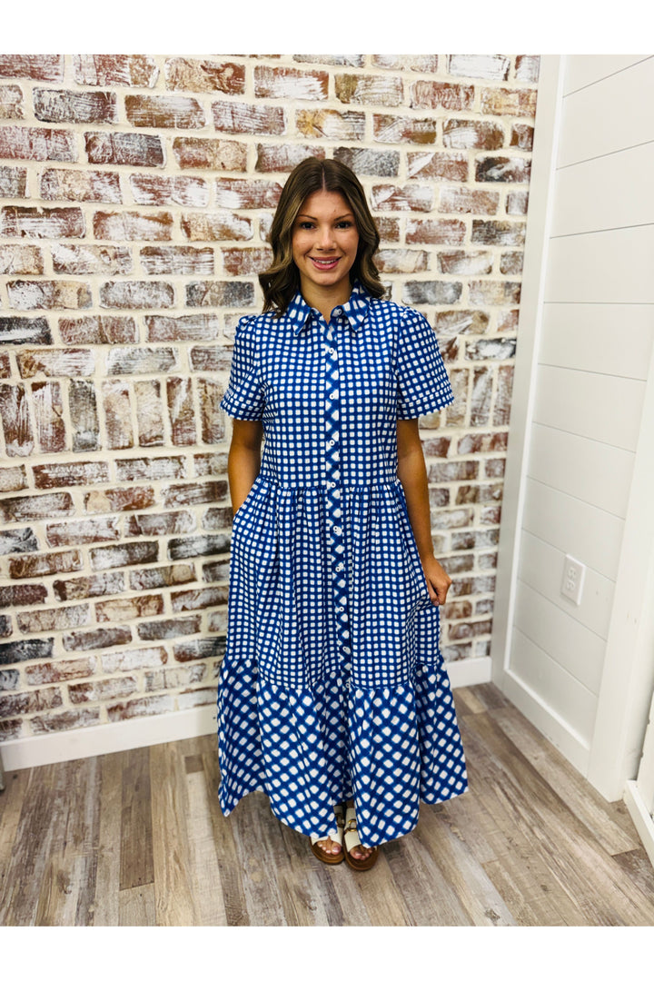 Mary Square| Jema Dress | Gingham Mix Navy