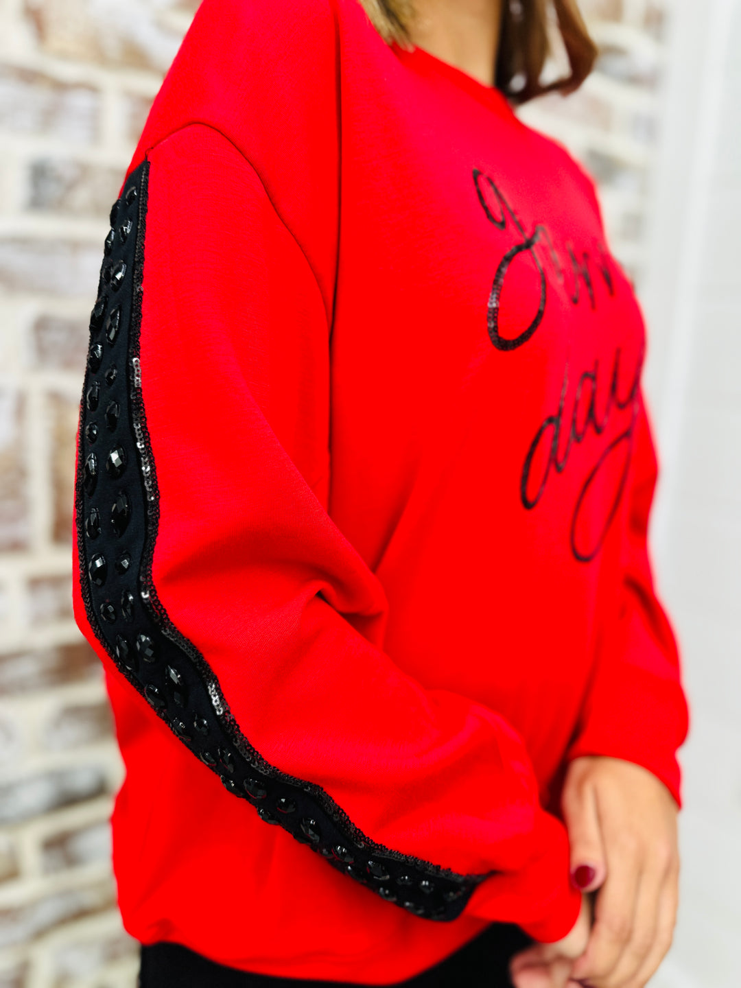 Mary Square|Gameday Red & Black Sarah Sweatshirt