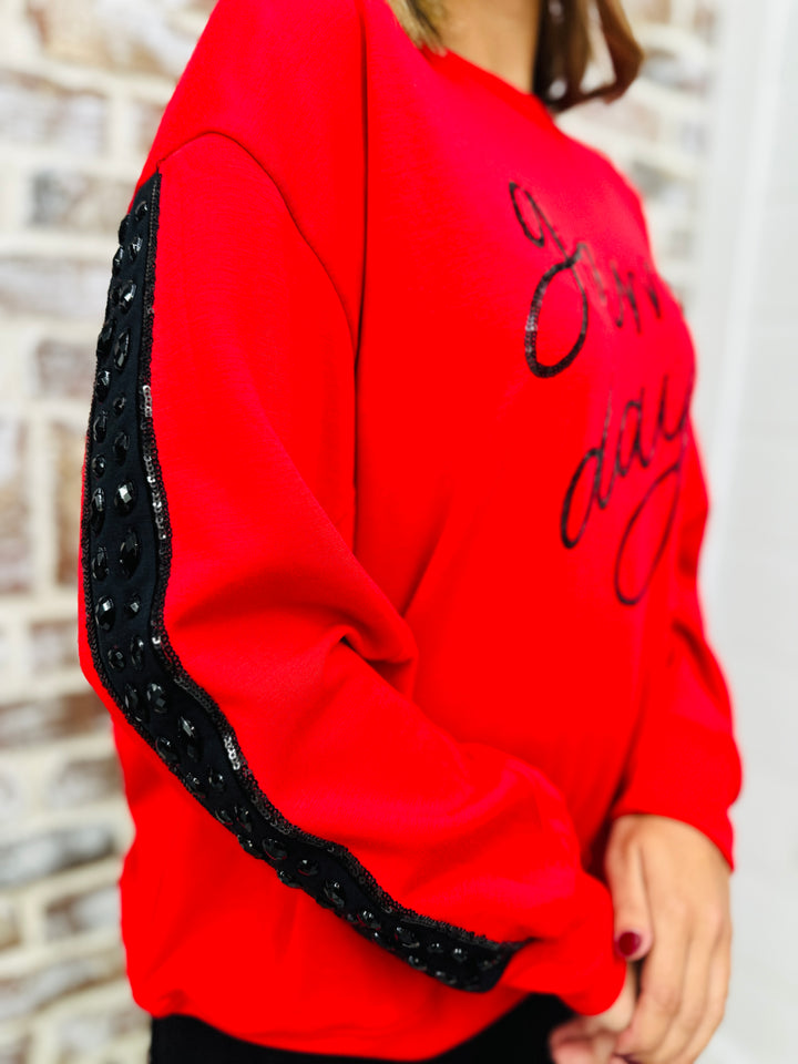 Mary Square|Gameday Red & Black Sarah Sweatshirt