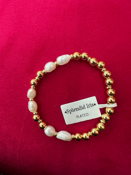 Pearl & Gold Ball Bracelet