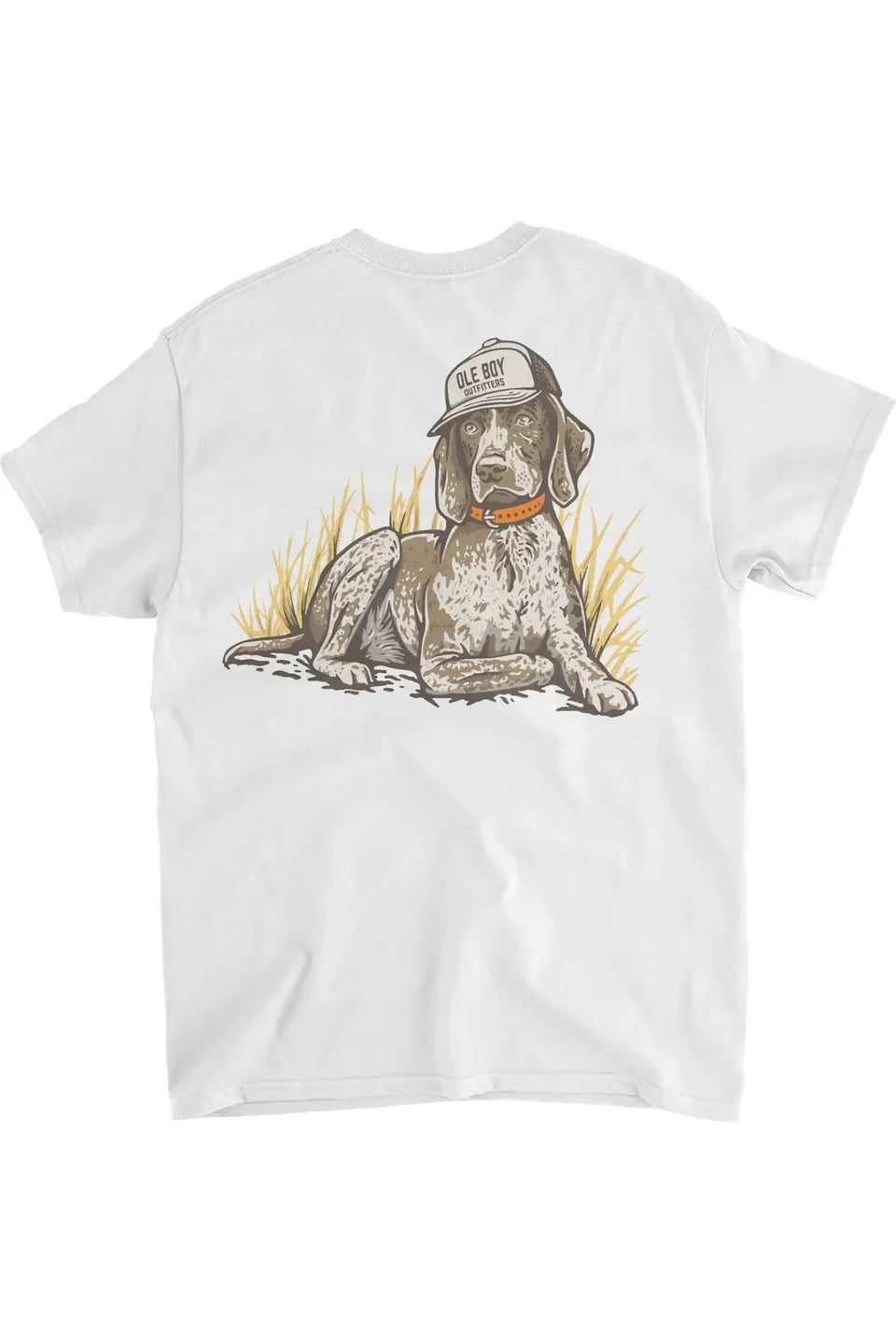 Youth heather grey short sleeve tshirt with dog logo on the back.