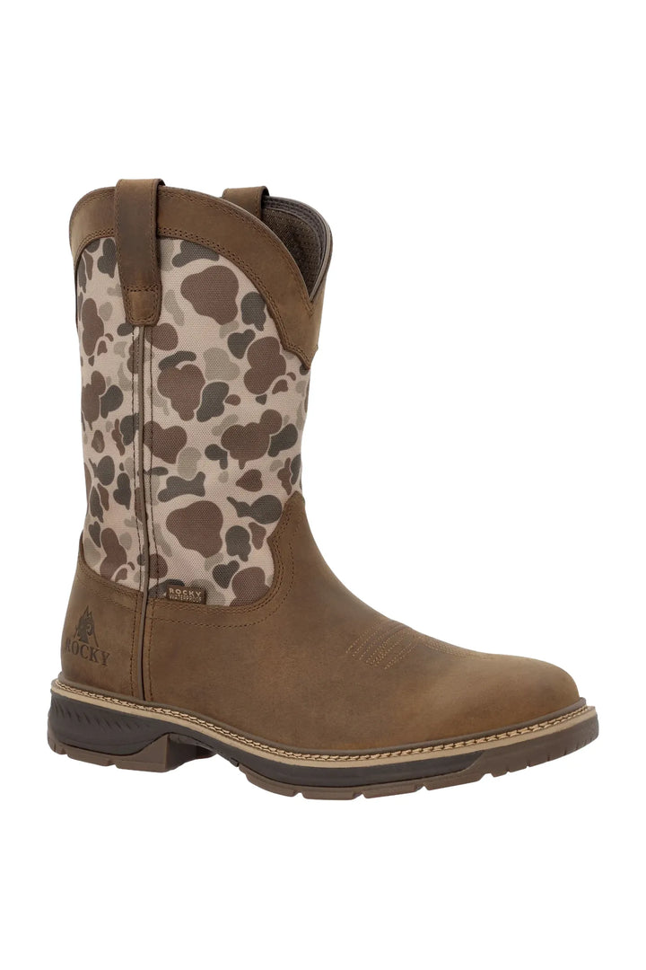 Rocky Men's Ride LTE 11" Dark Brown & Duck Camo Waterproof Western Boot RKW0486