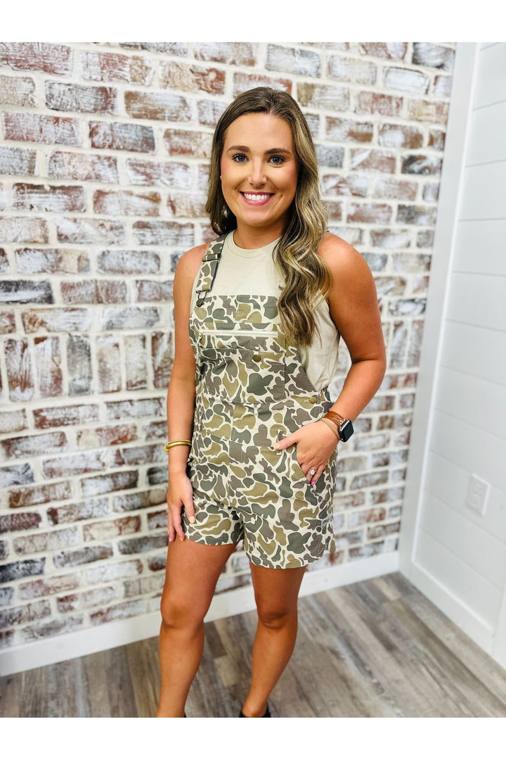 Marsh Wear | Women’s Escape Shortalls - Khaki Mallard Camo