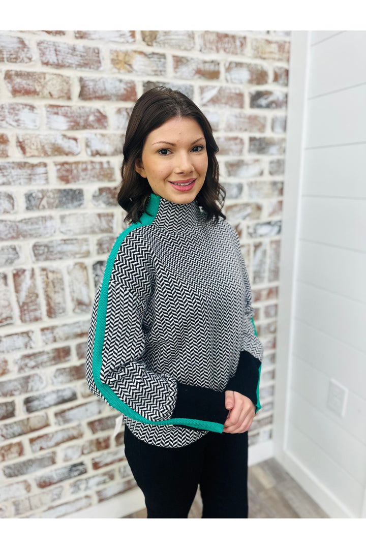 Printed Turtleneck Sweater