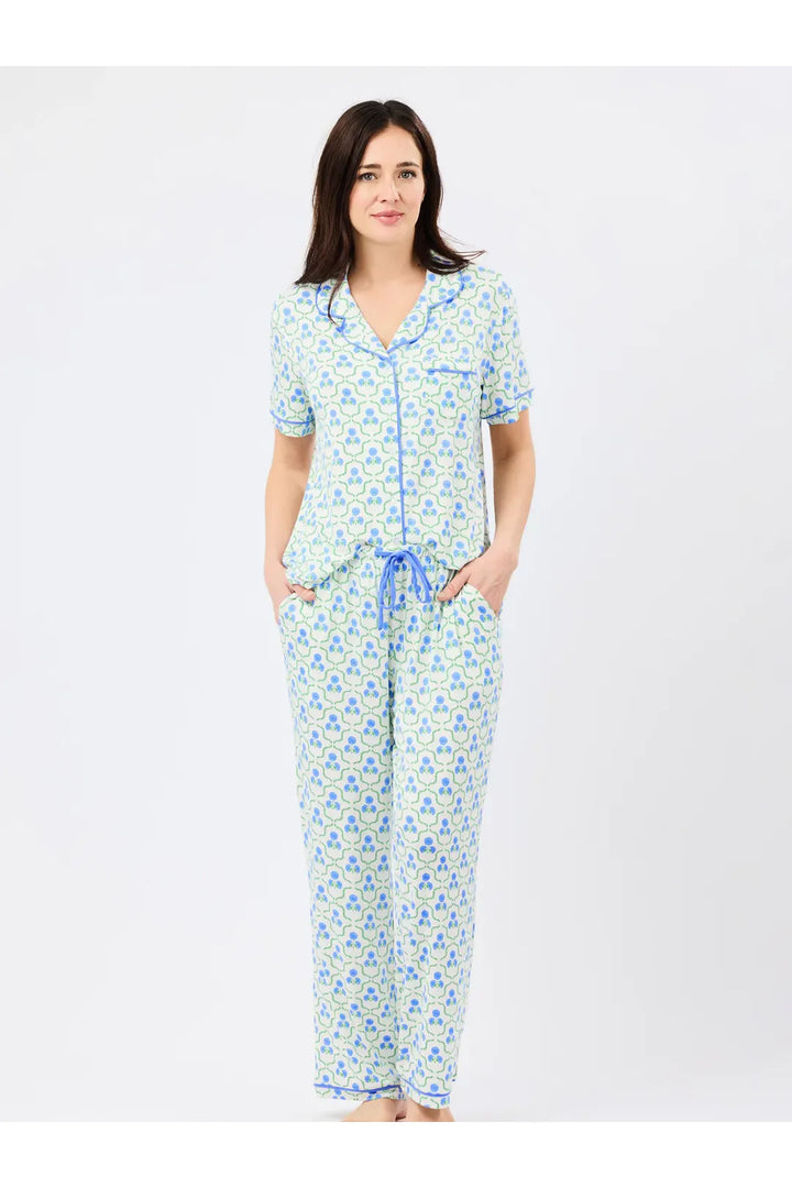 Mary Square | Sweetbriar Lattice - Blue Charlotte Pant Set
