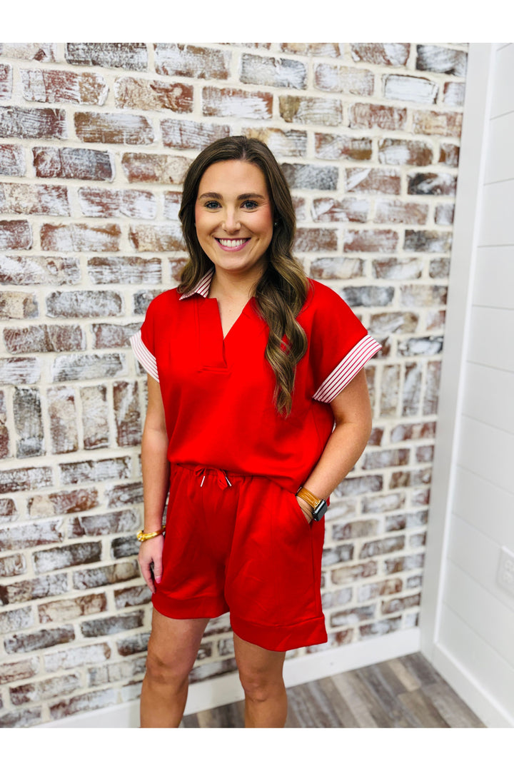 Stripe Contrast Set - Red