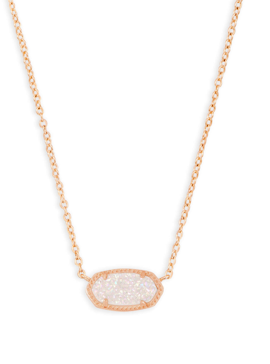 Kendra Scott| ELISA SHORT PENDANT NECKLACE ROSE GOLD IRIDESCENT DRUSY