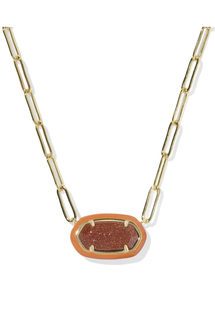 Kendra Scott | Elisa Enamel Frame Gold Paperclip Necklace Orange Gemstone