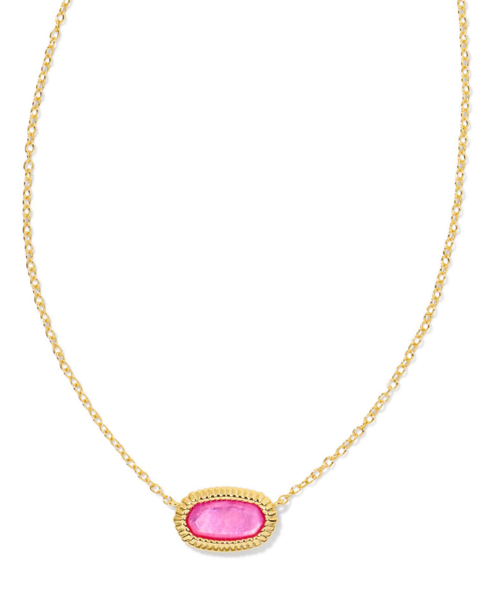 Kendra Scott|ELISA RIDGE FRAME SHORT PENDANT NECKLACE GOLD AZALEA ILLUSION |