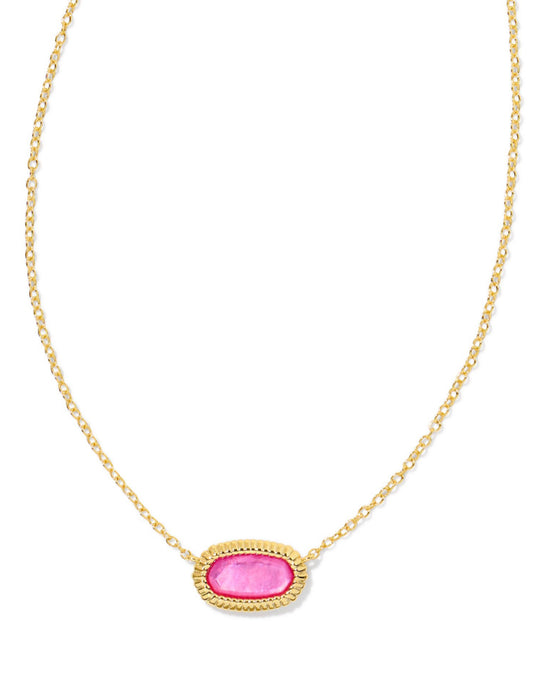 Kendra Scott|ELISA RIDGE FRAME SHORT PENDANT NECKLACE GOLD AZALEA ILLUSION |