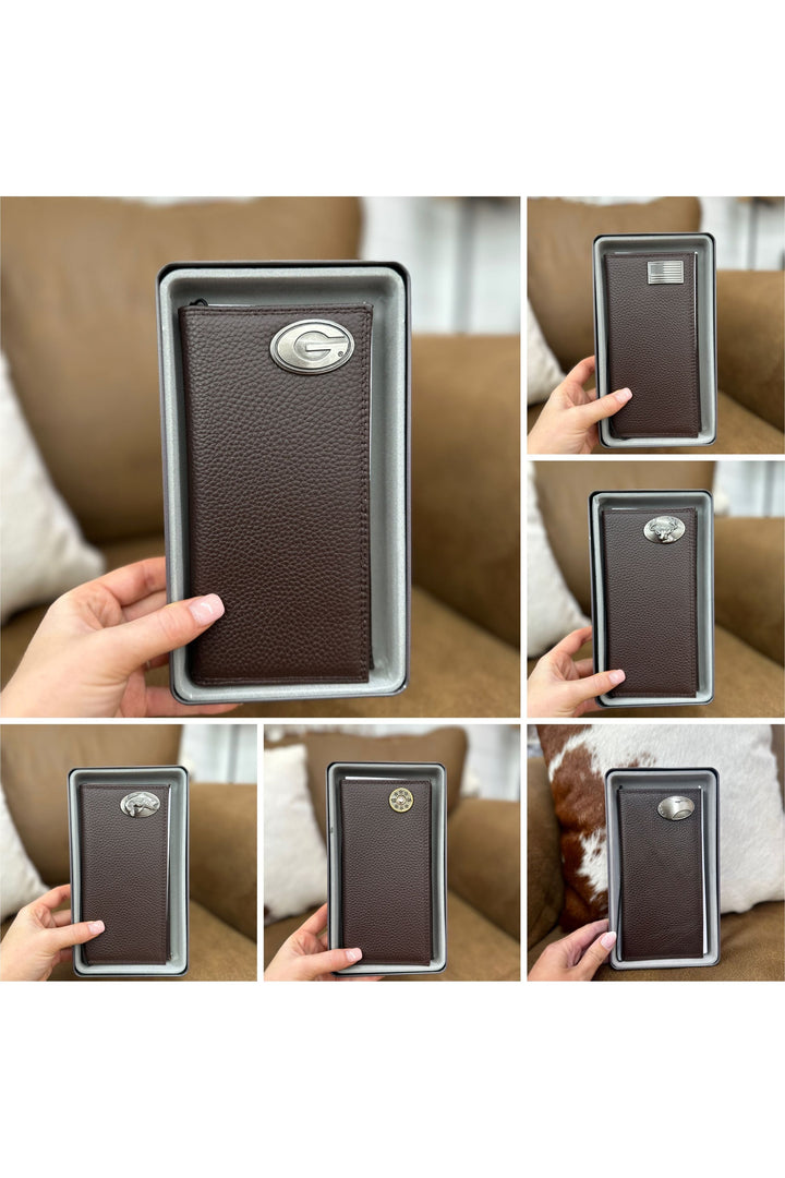 Long Leather Brown Pebble Wallet