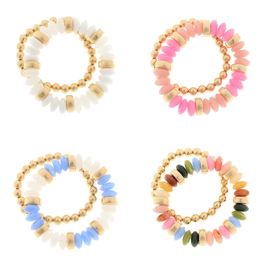 2 Row Color Rondelle Bead Bracelet