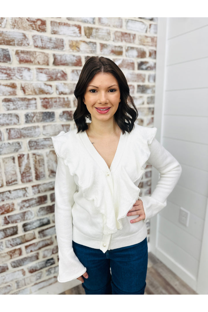 Pearl Ruffle Detail Top