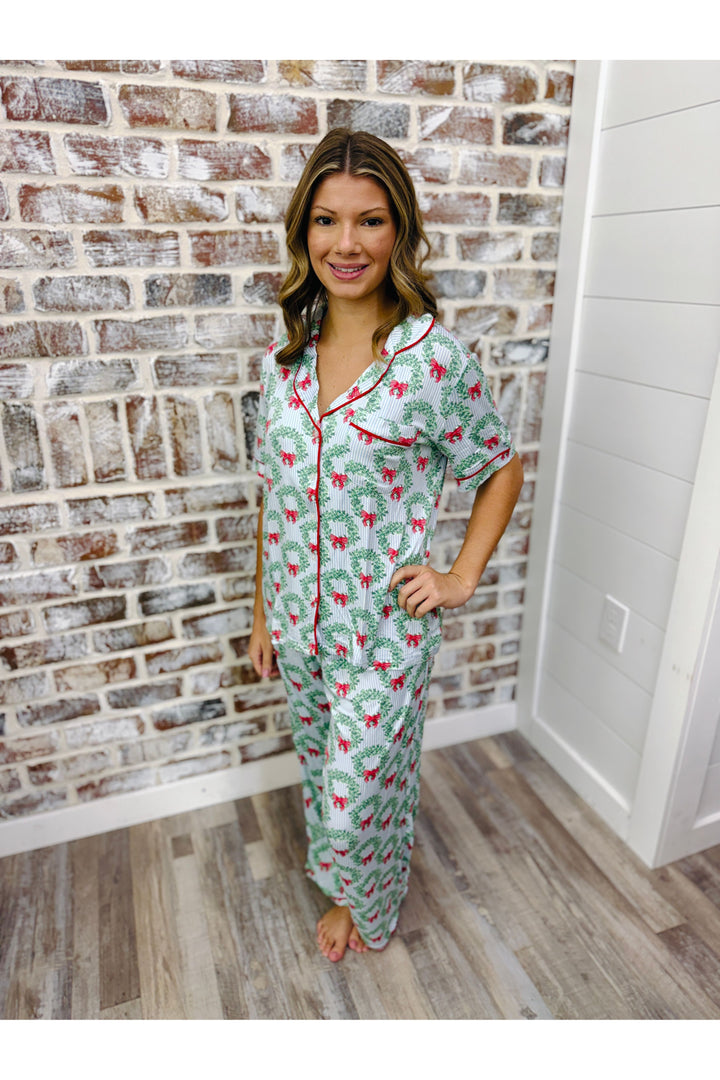Mary Square| Wreath & Ribbon Charlotte Pant PJ Set